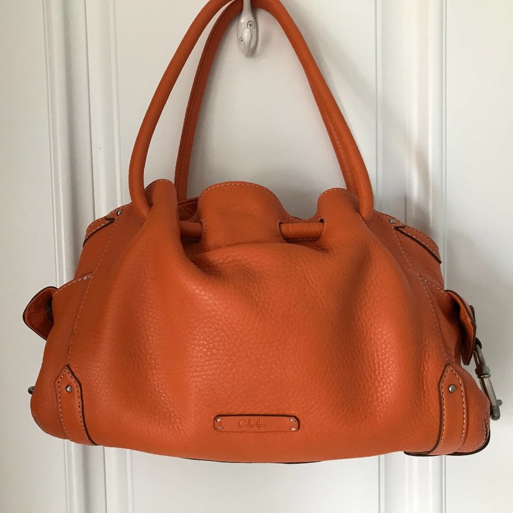 Beautiful orange leather handbag - Picture 2 of 8